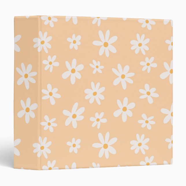 Cute Daisy Flower Pattern 3 Ring Binder (Front/Spine)