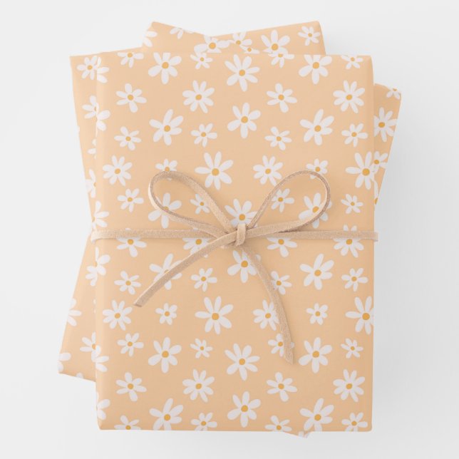 Cute Daisy Flower Pattern Wrapping Paper Sheets (In situ)