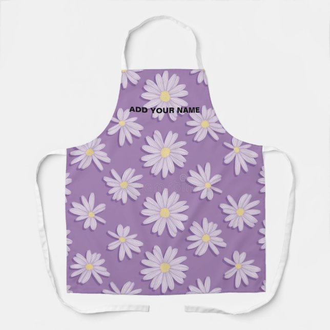 Cute Daisy Flower Print Kitchen Apron (Front)