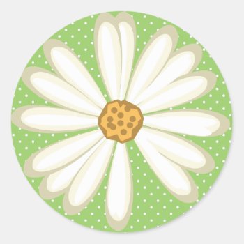 Cute Daisy Flower Scrapbook Sticker Dots Green by BabyDelights at Zazzle