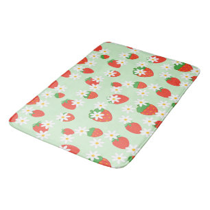Cute Daisy Flower strawberry Christmas Pattern  Bath Mat