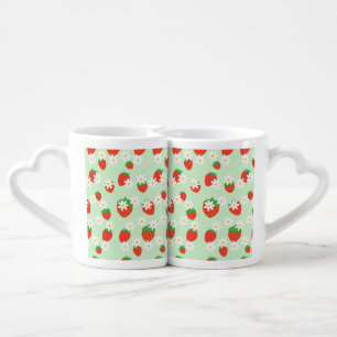 Cute Daisy Flower strawberry Christmas Pattern Coffee Mug Set