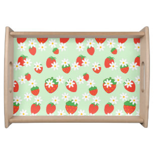 Cute Daisy Flower strawberry Christmas Pattern Serving Tray