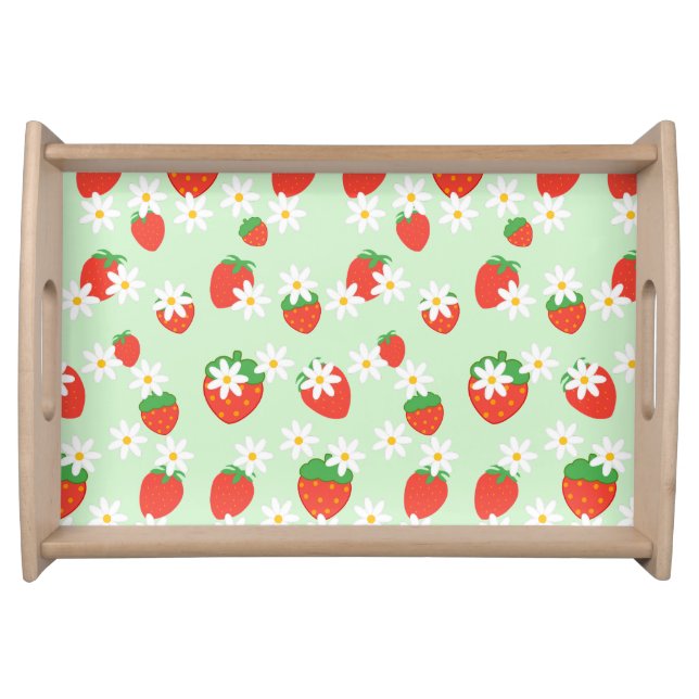 Cute Daisy Flower strawberry Christmas Pattern  Serving Tray (Front)