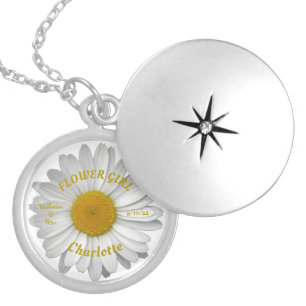 Cute Daisy Flower Wedding Favor for Flower Girl Locket Necklace