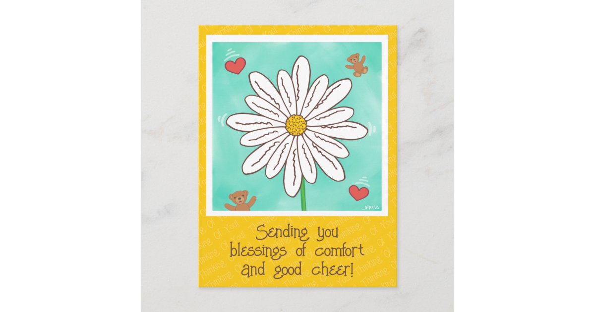 Cute Daisy Flower With Teddy Bears Get Well Soon Postcard | Zazzle