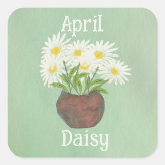 Cute Daisy Flowers April Birthmonth Birthday Square Sticker