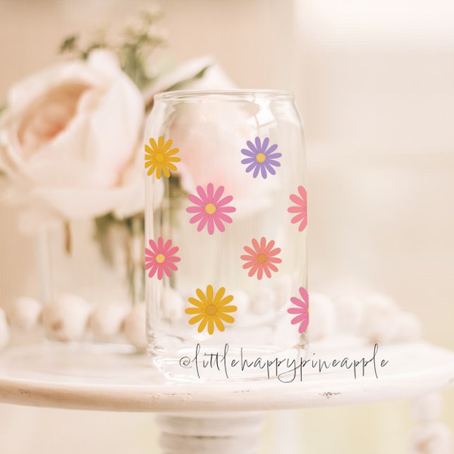 Cute Daisy Flowers Can Glass (Creator Uploaded)