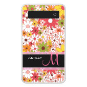Cute Daisy Flowers Classy Floral Monogrammed Power Bank (Front)