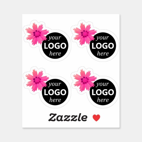 Cute Daisy Flowers Girly Pink Logo Image Template  Sticker