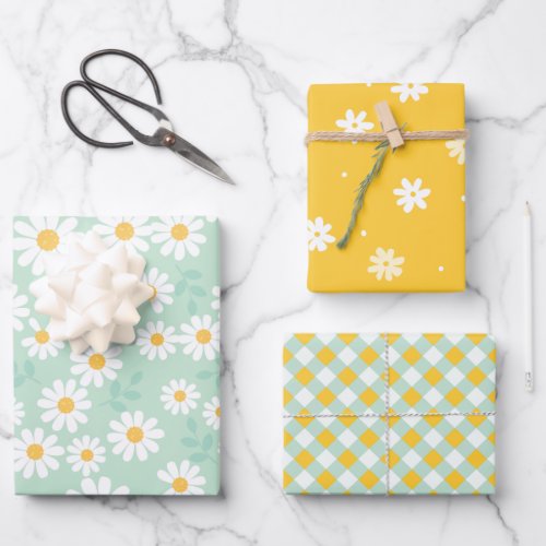 Cute Daisy Flowers Spring Summer Easter Gift Wrapping Paper Sheets