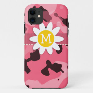 Cute Daisy on Brink Pink Camo; Camouflage iPhone 11 Case