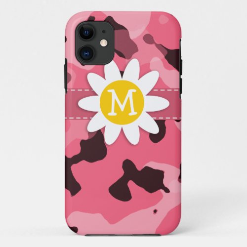 Cute Daisy on Brink Pink Camo Camouflage iPhone 11 Case