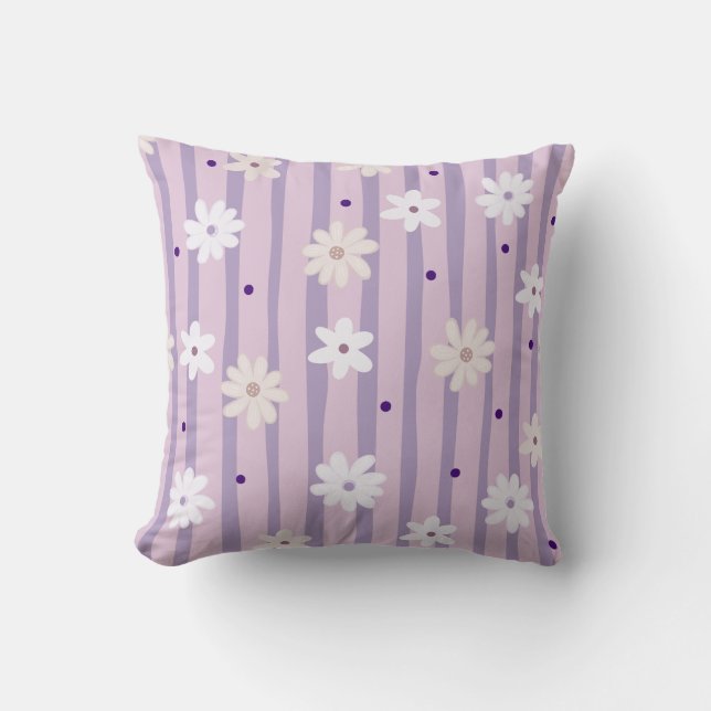 Cute daisy Pastel Color Flower Pattern Collection. Throw Pillow (Front)