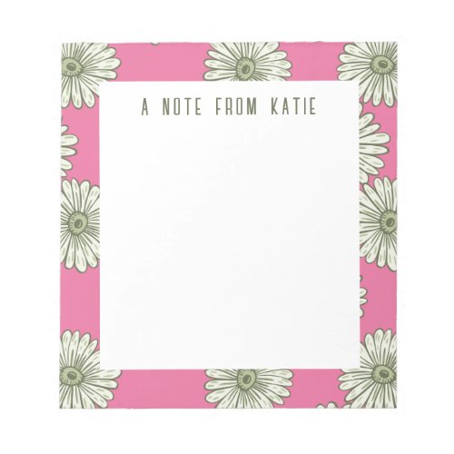 Cute Daisy Pattern  Add Your Name Notepad