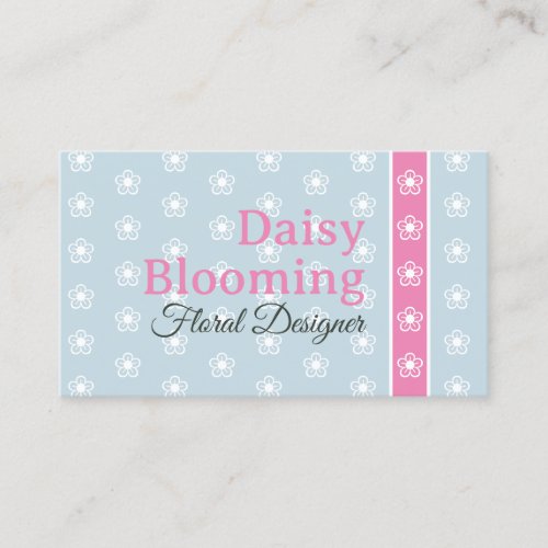 Cute Daisy Pattern Pastel Light Blue Pink Florist Business Card