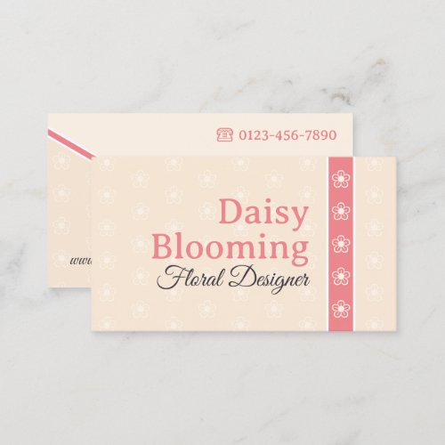 Cute Daisy Pattern Pastel Light Peach Pink Florist Business Card