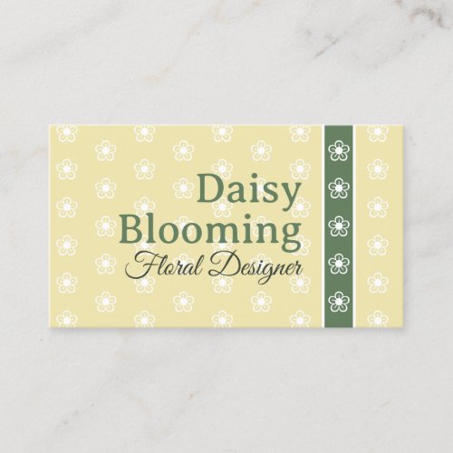 Cute Daisy Pattern Pastel Yellow Green Florist Business Card