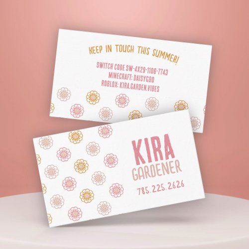 Cute Daisy Pattern Tween Girls Summer Contact Calling Card