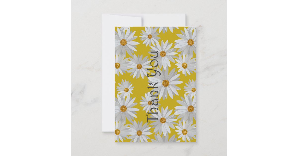 Cute Daisy Patterned Thank You Note Card | Zazzle