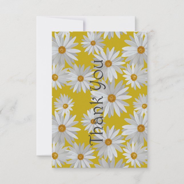 Cute Daisy Patterned Thank You Note Card (Front)