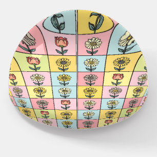 Cute daisy Red Pink Aqua Blue Flowers pattern Birt Paperweight