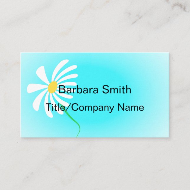 cute daisy turquoise and white custom double sided business card (Front)