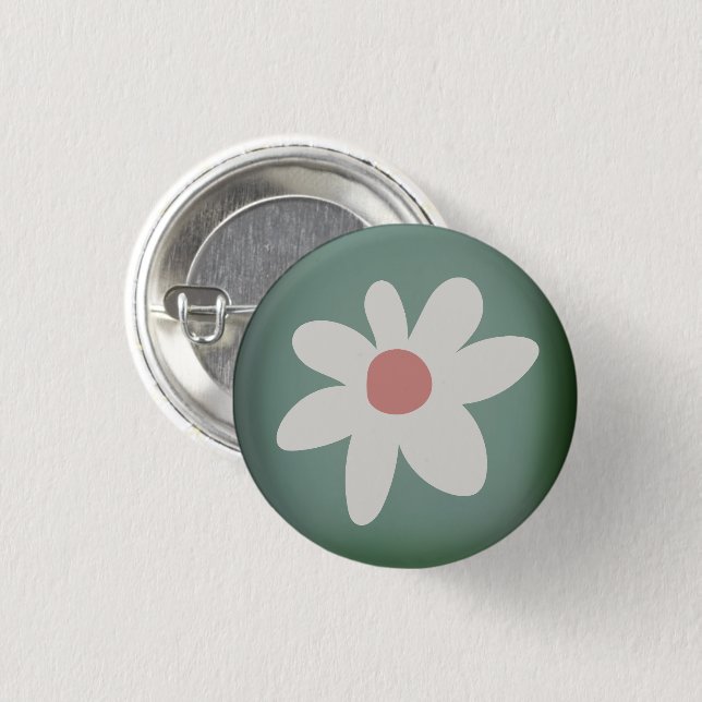 Cute Daisy Wildflower Pink White Green Hat Button (Front & Back)