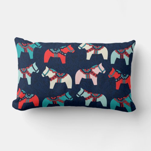 Cute Dala Horses Throw Pillow