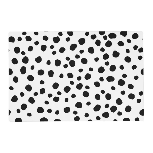 Cute Dalmatian Black and White Dot Pattern Placemat (Front)