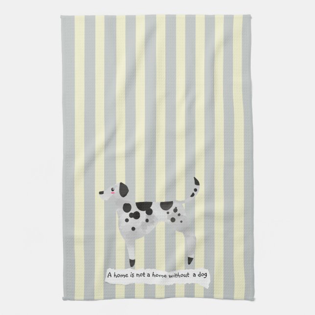 Cute Dalmatian blue and cream striped Kitchen Towel (Vertical)