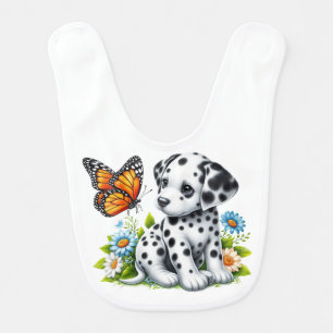 Cute Dalmatian/Butterfly friends Baby Bib