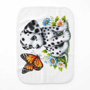 Cute Dalmatian/Butterfly friends Baby Burp Cloth