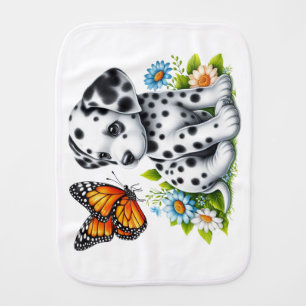 Cute Dalmatian/Butterfly friends Baby Burp Cloth