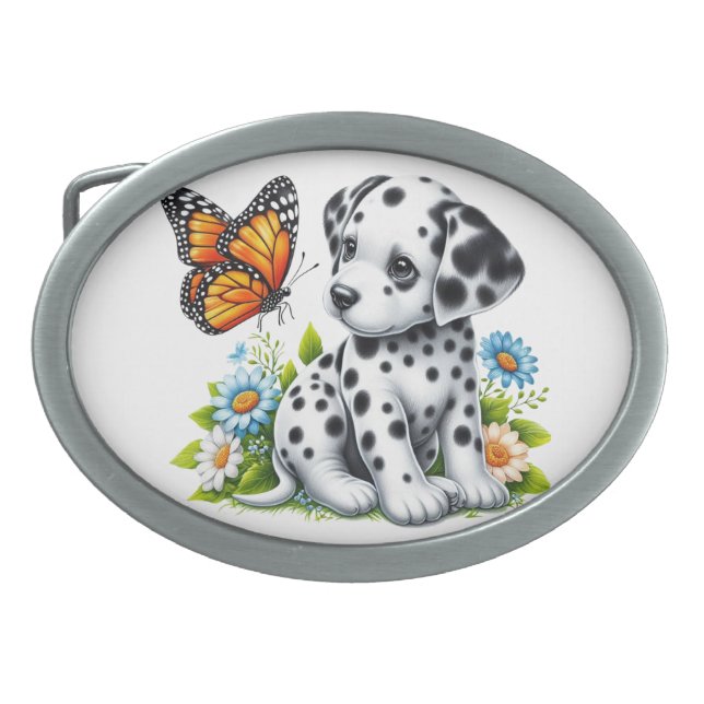 Cute Dalmatian/Butterfly friends Belt Buckle (Front)