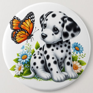 Cute Dalmatian/Butterfly friends Button