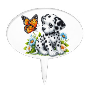 Cute Dalmatian/Butterfly friends Cake Topper