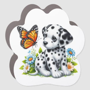 Cute Dalmatian/Butterfly friends Car Magnet