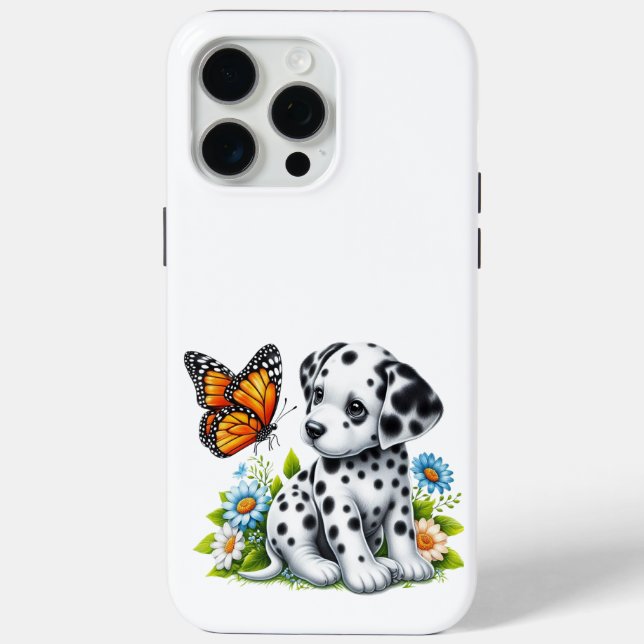 Cute Dalmatian/Butterfly friends Case-Mate iPhone Case (Back)