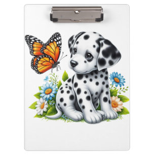 Cute Dalmatian/Butterfly friends Clipboard