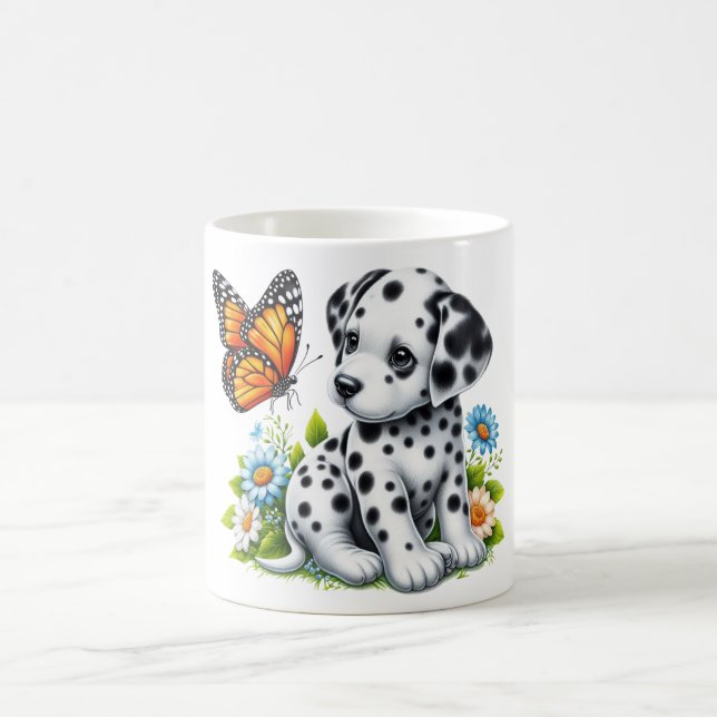 Cute Dalmatian/Butterfly friends Coffee Mug (Center)