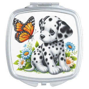 Cute Dalmatian/Butterfly friends Compact Mirror