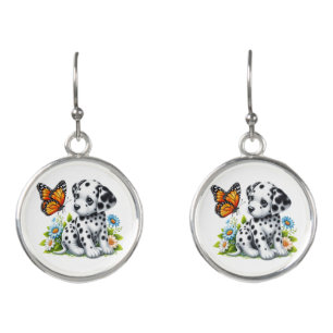 Cute Dalmatian/Butterfly friends Earrings