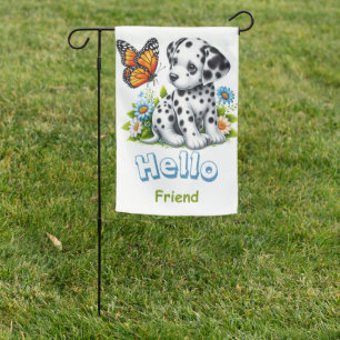 Cute Dalmatian/Butterfly friends Garden Flag