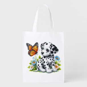 Cute Dalmatian/Butterfly friends Grocery Bag