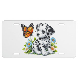 Cute Dalmatian/Butterfly friends License Plate