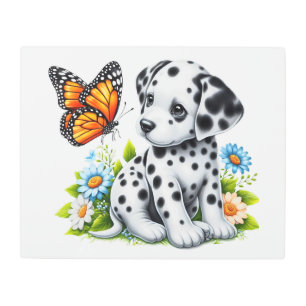 Cute Dalmatian/Butterfly friends Metal Print