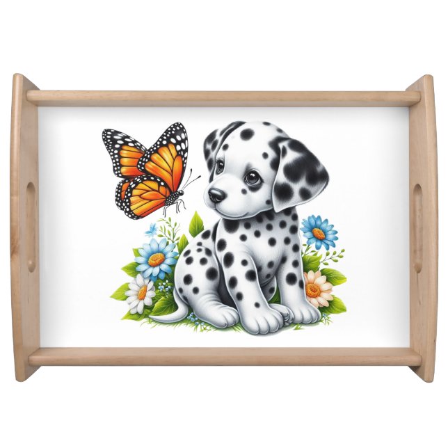 Cute Dalmatian/Butterfly friends Serving Tray (Front)