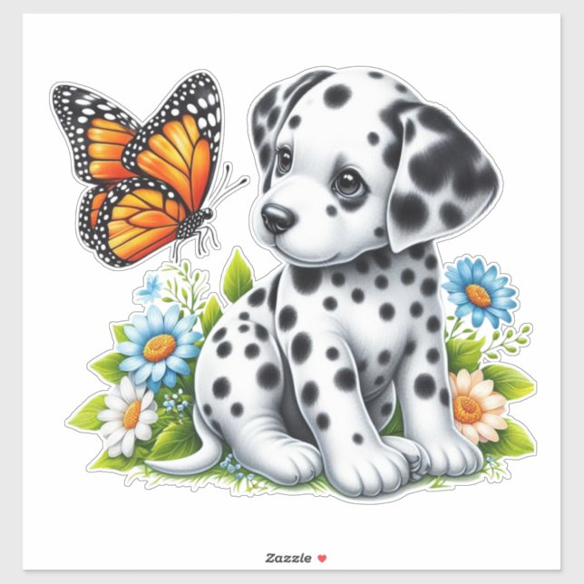 Cute Dalmatian/Butterfly friends Sticker (Sheet)