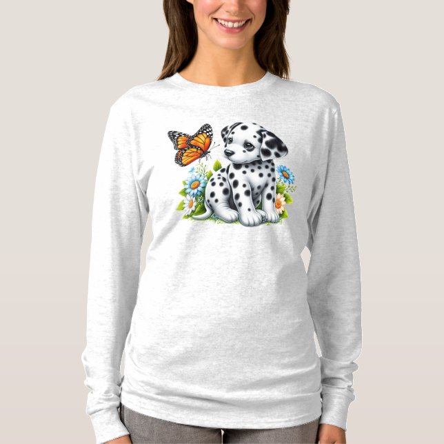 Cute Dalmatian/Butterfly friends T-Shirt (Front)
